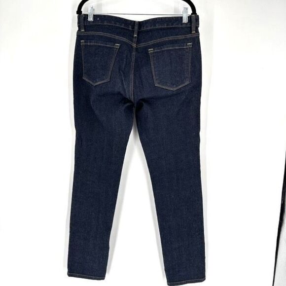 LOFT Modern Slim Fit Dark Wash blue Jeans Size 10 Mid Rise 32” inseam tall - Picture 3 of 12